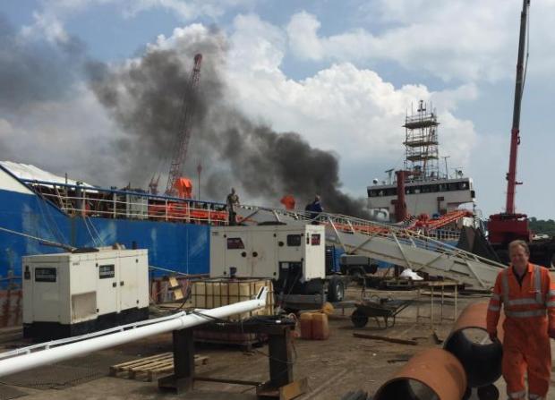 Fire Crews Called to Ship Fire in Southampton, UK (Video)