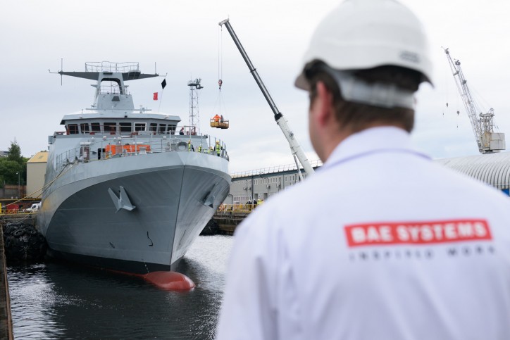 Royal Navy’s new offshore patrol vessel lowered into the water (Video)