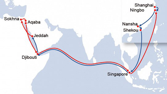 CMA CGM REX3 service between Asia and Red Sea