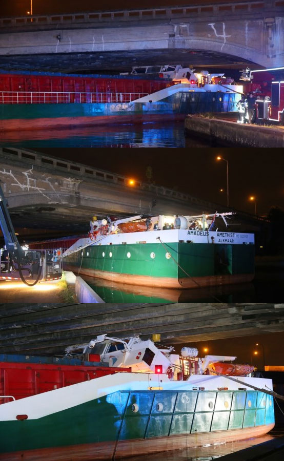 Cargo Ship Amadeus Amethist Crushed Under Bridge, Belgium