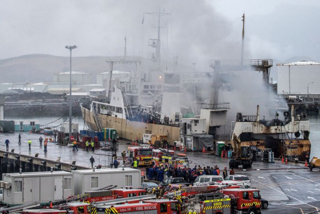 Two injured after a blaze on a fishing vessel in Lyttelton Port of Christchurch, New Zealand