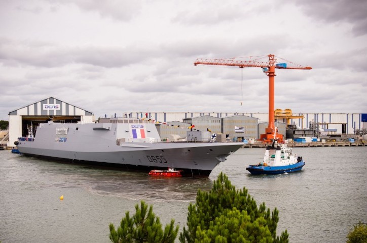 French Navy's new FREMM frigate Bretagne floated out