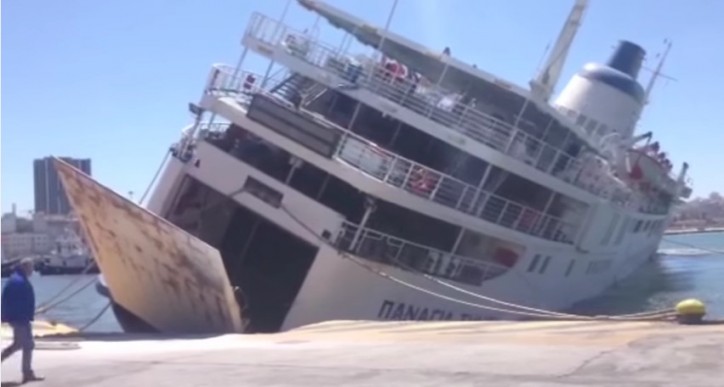 Greek Ferry Panagia Tinou Sinking At Piraeus Port Video