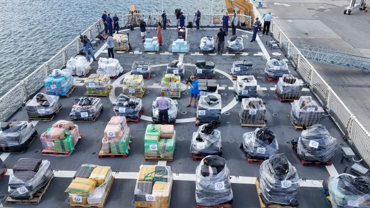 U.S. Coast Guard Cutter Hamilton offloads more than 18 tons of cocaine in Port Everglades