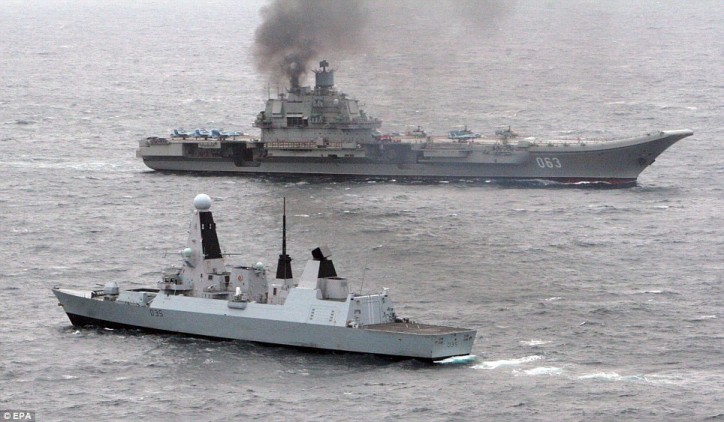 Royal Navy escorts flotilla, led by Russian largest warship, in the