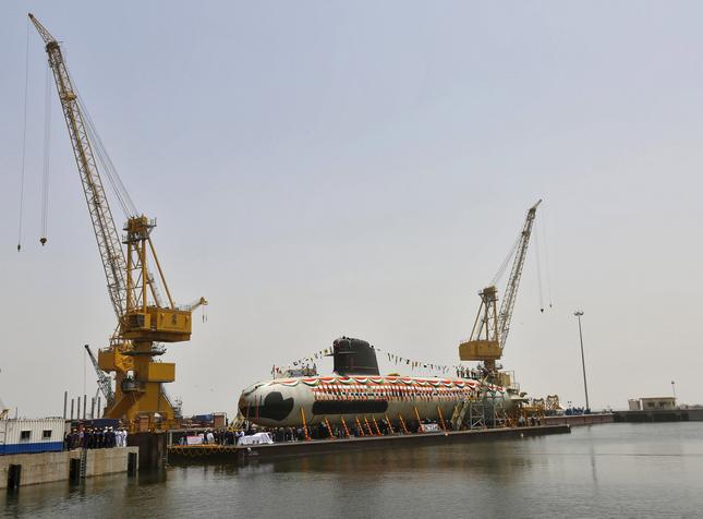 Scorpene submarine launched at Mazagaon Dockyard Ltd.