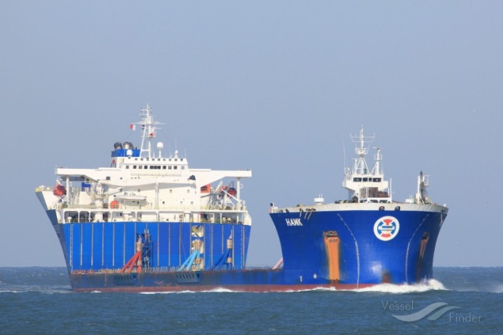 Heavy Load Carrier Hawk arrives off Lewis to take the damaged oil rig Transocean Winner