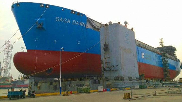 Spotted: FKAB LNT 45 LNG vessel for Saga LNG Shipping launched