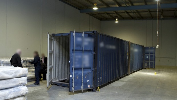 The drugs were found under the shipping containers' floorboards  Read more: http://www.theage.com.au/victoria/eight-held-after-afp-find-275mworth-of-ice-under-shipping-container-floorboards-20160704-gpxzcs.html#ixzz4DW3bPVpJ  Follow us: @theage on Twitter | theageAustralia on Facebook