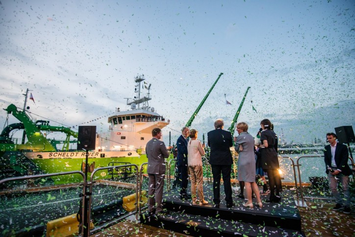 DEME holds naming ceremony for the dual fuel powered dredger ‘Scheldt River’
