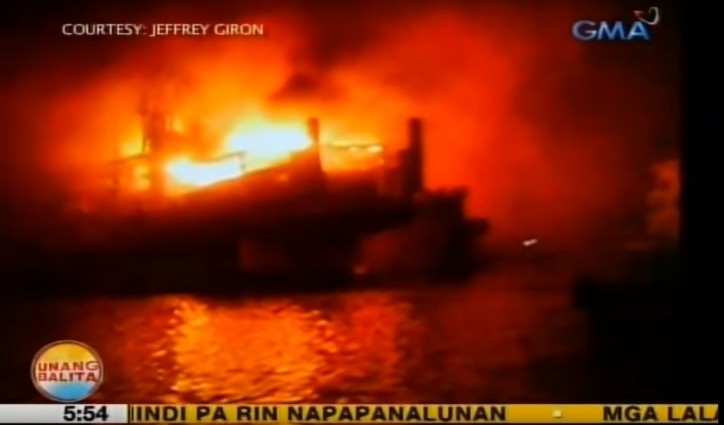 Passenger Ship Catches Fire at Navotas Port, Manila
