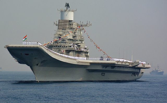 India's largest naval ship, the aircraft carrier INS Vikramaditya, arrives in Maldives