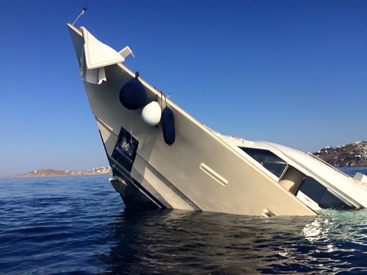 Super-yacht sinking off Mykonos, Greece