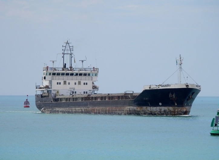 Iranian cargo ship Nardis on fire in Volga-Caspian canal