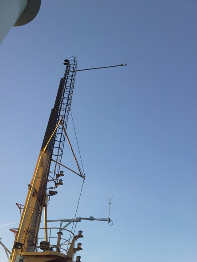 Norsepower wind sensors at the aft mast