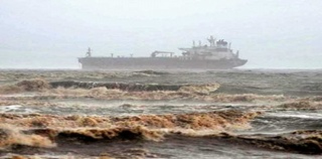 Freighter sinking off Mumbai in the Arabian Sea