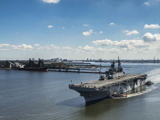 Lockdown lifted on Navy ship Wasp after bomb threat at Norfolk pier