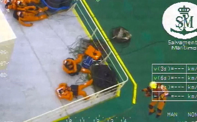 WATCH: Crew of 22 sailors airlifted from Modern Express listing in rough seas