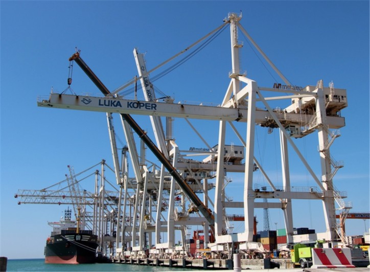 The Second New Crane On The Container Quayside Arrives At Port of Koper
