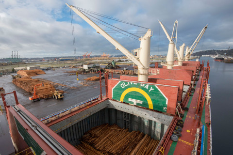 The Northwest Seaport Alliance welcomes the world’s largest single-deck log ship - Olive Bay