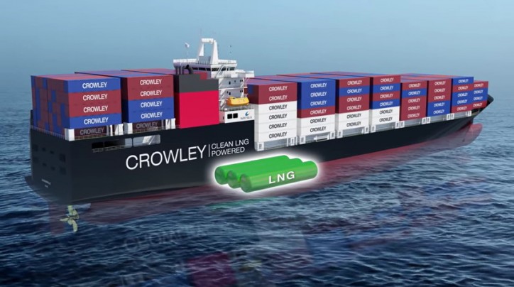 Crowley Reaches Milestone with Setting of LNG Engine in New Ship (Video)