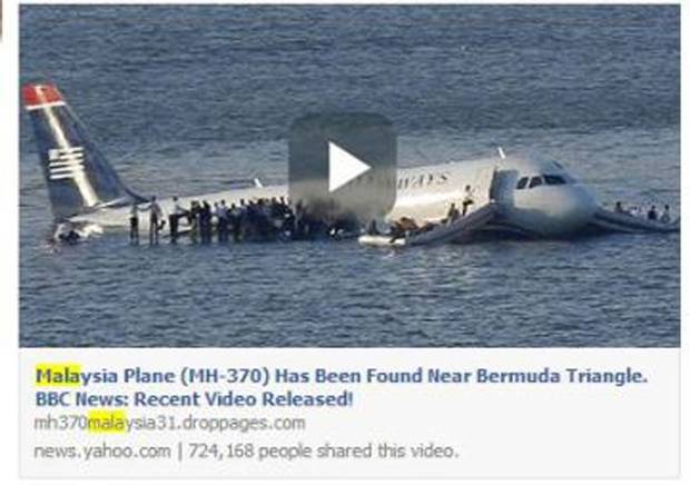 "Malaysia Airlines Flight MH370 missing plane Has Been Found" according