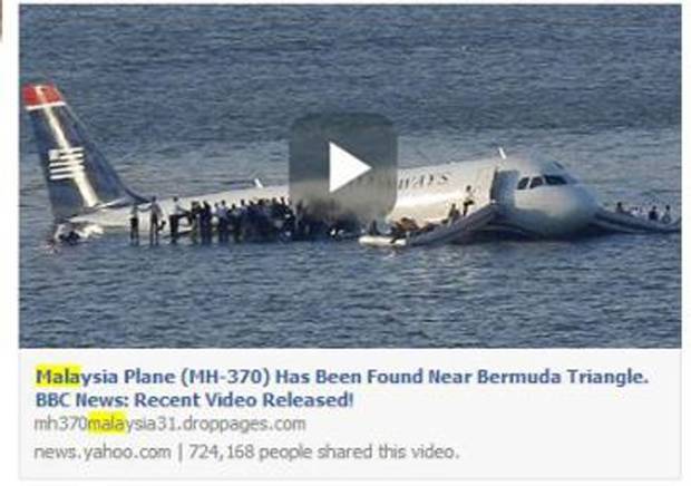 Malaysia Airlines Flight Mh370 Missing Plane Has Been Found According Viral Facebook Posts 0255