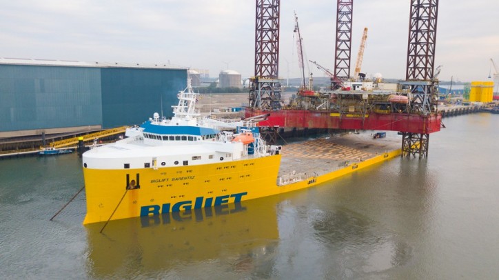 BigLift Barentsz transports an 11,700mt jack-up platform (Video)