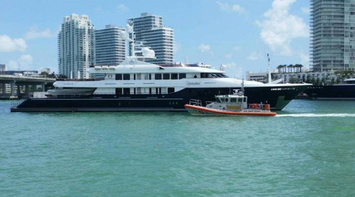 Luxury yacht aground near Miami Beach