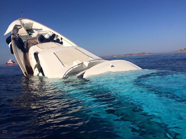 Super-yacht sinking off Mykonos, Greece