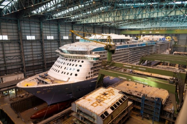 The Spectrum of the Seas leaves the Meyer Werft's dock