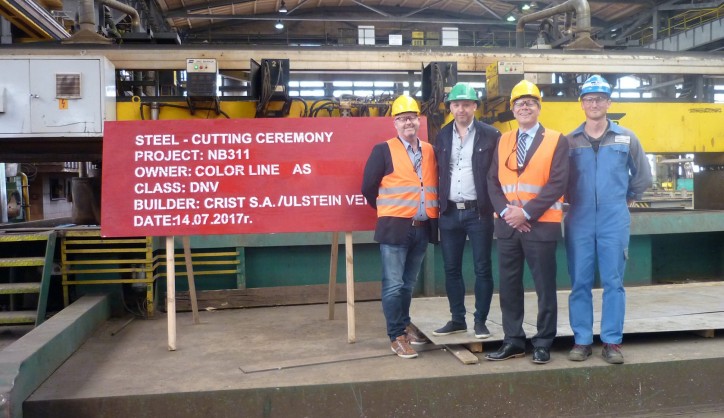 Steel Cutting Ceremony Of The World’s Largest Plug-In Hybrid Vessel