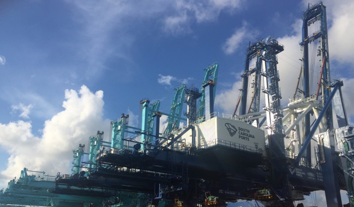 One of the two new cranes damaged at Port of Charleston