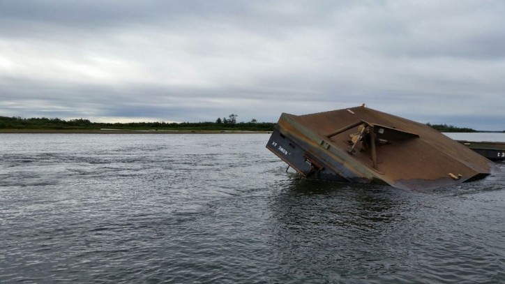 Motor vessel and barge sink near Kokwok, Alaska