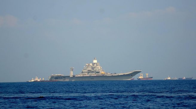 Upon the arrival of INS Vikramaditya,along with its accompanying vessels, the Maldives National Defence Force has warned all local vessels to maintain 1 mile distance from the ships at all times.