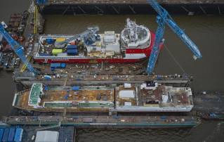 Royal Niestern Sander shipyard installed a new aft ship on the passenger ship Münsterland