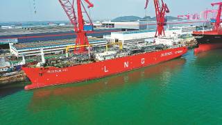 LNG bunkering tanker ready to refuel vessels at Yantian Port