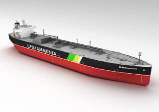 Kawasaki Receives an Order for an 86,700 m³ LPG-fueled LPG/ NH3 Carrier
