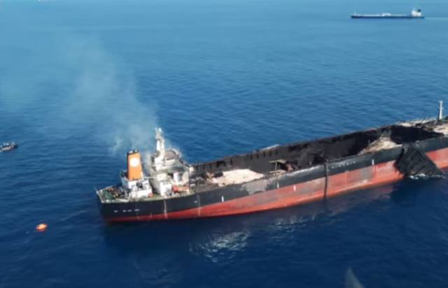 Three crew missing after tanker catches fire off Malaysia (Video ...