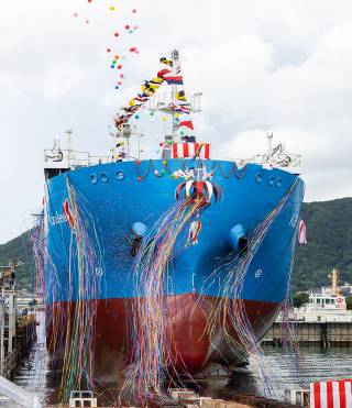 Mitsubishi Shipbuilding Holds Christening and Launch Ceremony in Shimonoseki for LNG Bunkering Vessel KEYS Azalea