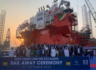 Exmar, ENI and Dry Docks World Dubai Celebrate The Sail Away Of Tango FLNG and Excalibur FSU Vessels To Congo