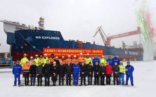 OSM Thome New Build Team Celebrates Success as DSIC Shipyard Launches Second 155000-ton Deadweight Shuttle Tanker in Snowy Ceremony