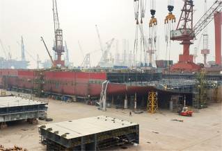 Spotted: Building of OHT offshore wind foundation installation vessel Alfa Lift in progress