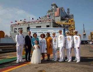 WATCH: General Dynamics NASSCO Christens the First Ship in the T-AO Fleet Oiler Program for the U.S. Navy