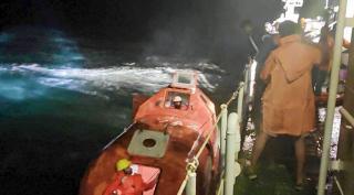 Tridevi Prem Dredger owned by Mercator Sinks near Mangalore port