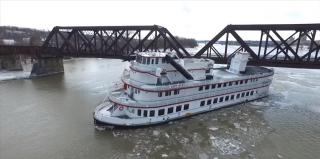 WATCH: Seven vessels broke free from their moorings on the Hudson River near Albany, New York