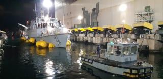 Grounded Spanish Minesweeper Turia Refloated, Towed to Port