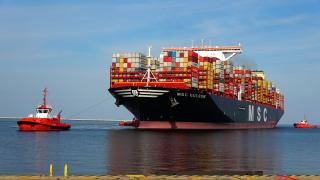 World’s Largest Container ship MSC Gulsun arrives at the Port of Rotterdam