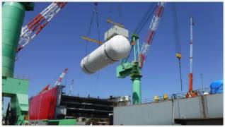 LNG fuel tanks installed on K-Line's car carrier