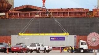 FedEx Execs Join Port of Hueneme and Navy Leadership to Celebrate Arrival of First Container Vessel with Goods from Asia